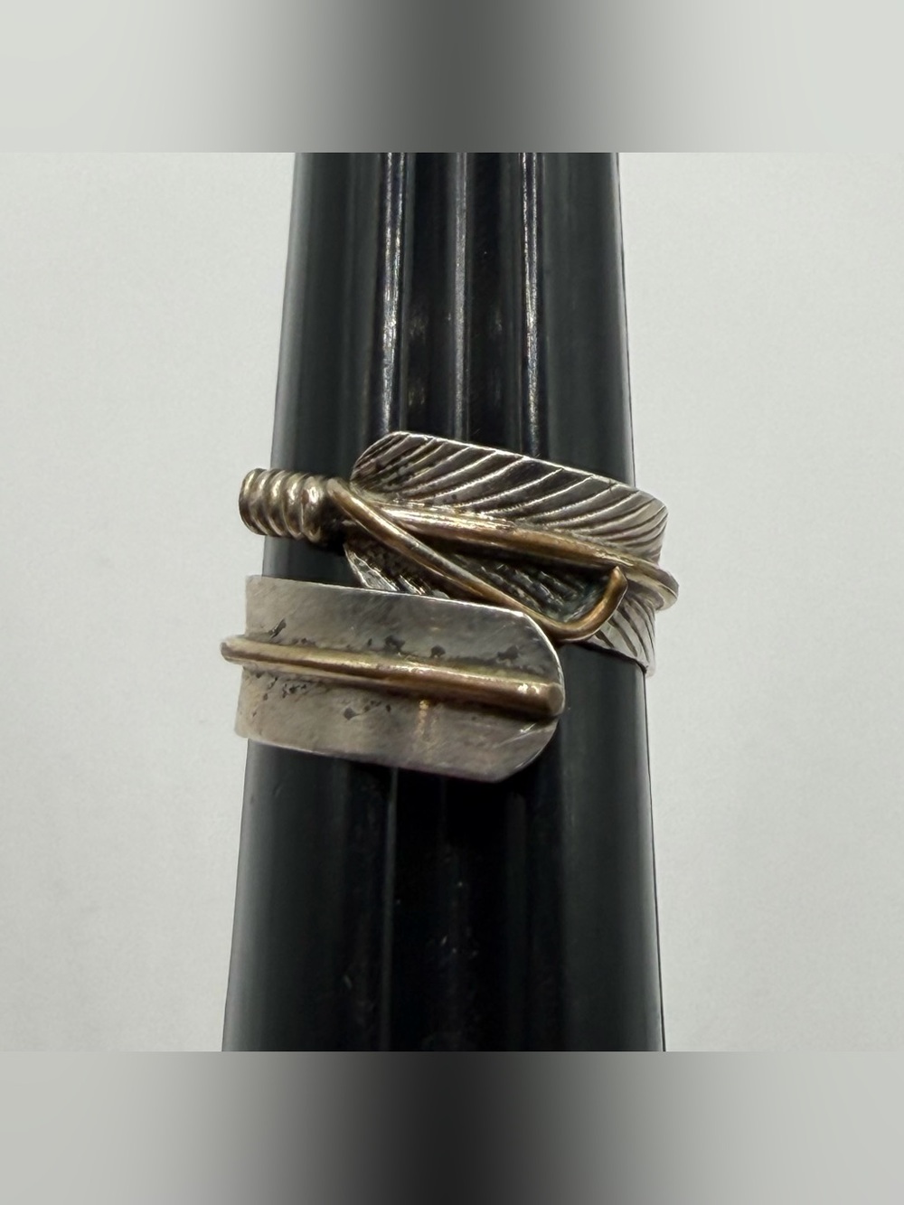 12K Gold Filigree Charley Sterling Feather Wrap Ring - Size 5.5